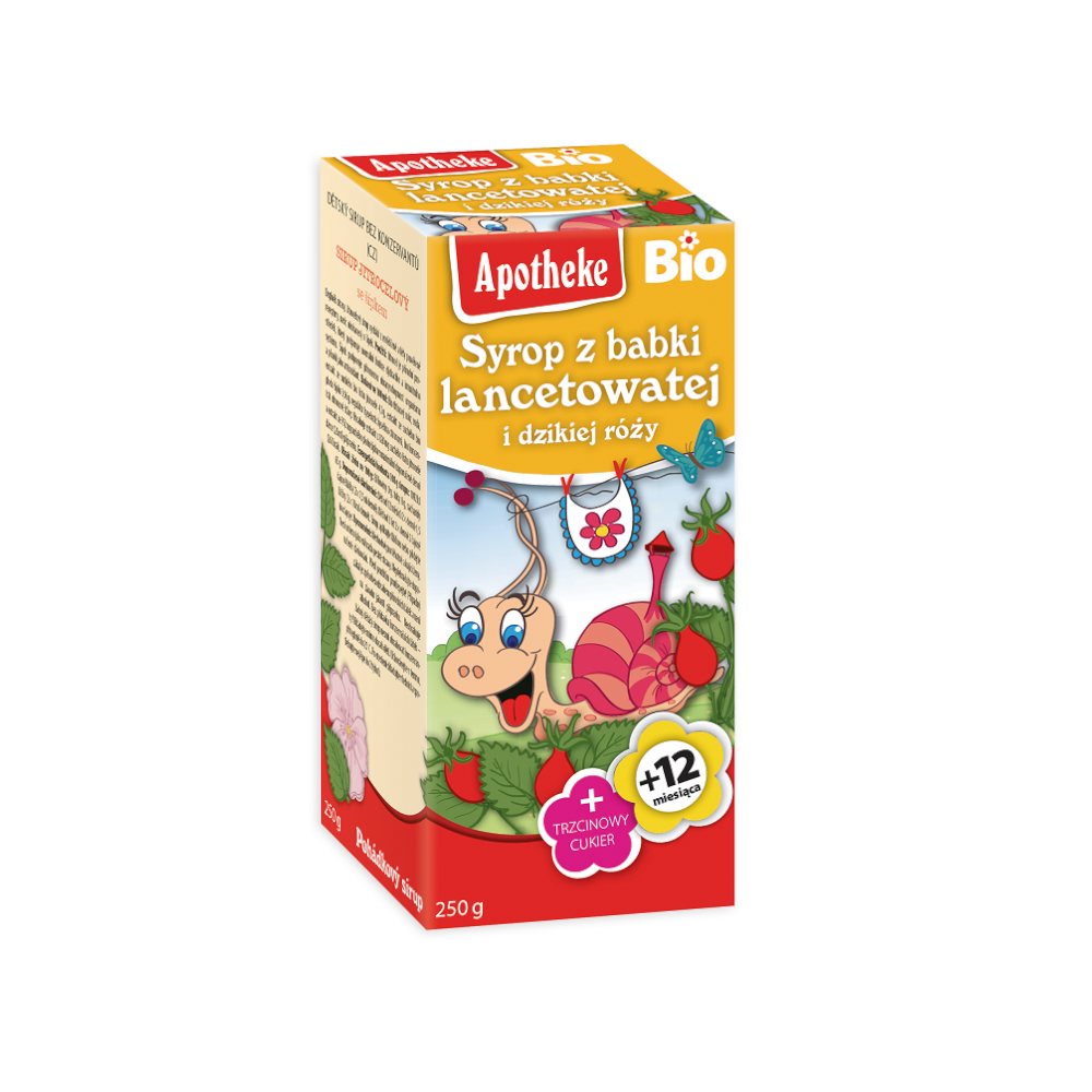 Syrop dla dzieci z babki lancetowatej i dzikiej róży BIO 250g Apotheke