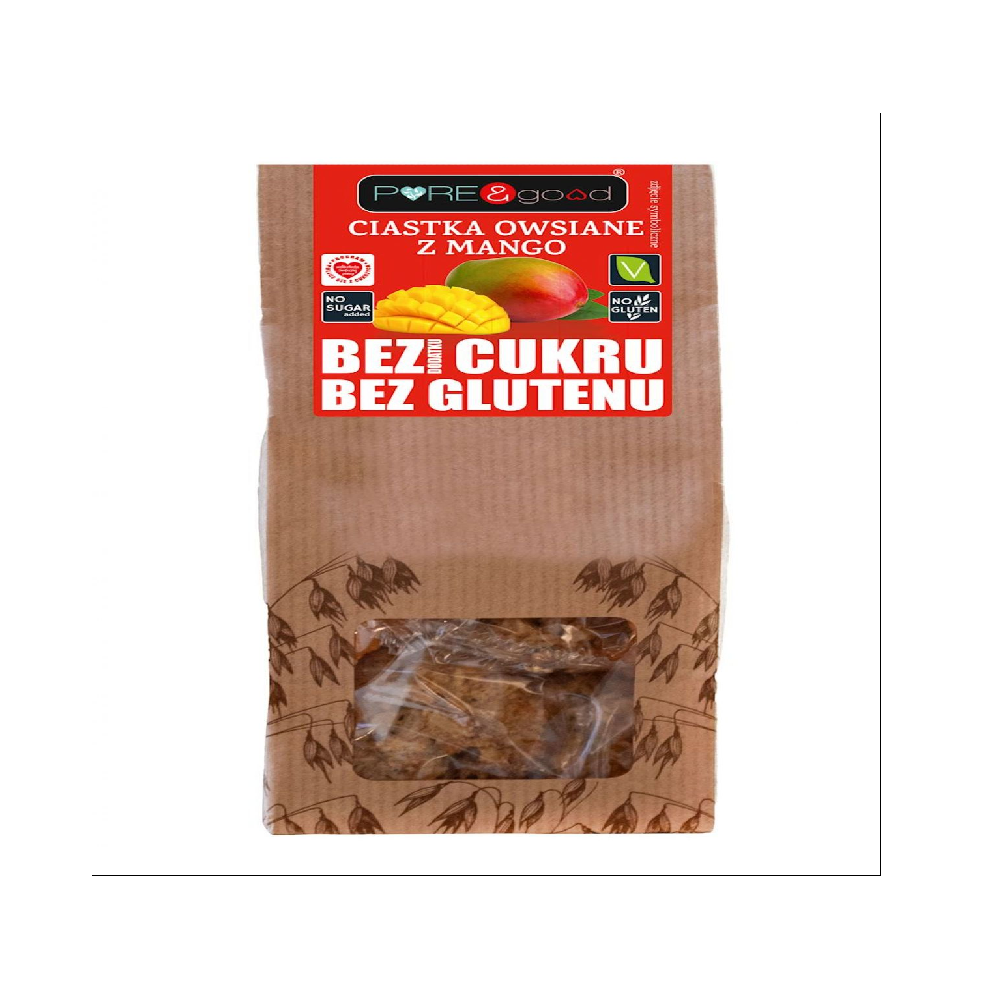 Ciastka Owsiane z Mango Bez Dodatku Cukru Bezglutenowe 150g Pure&Good