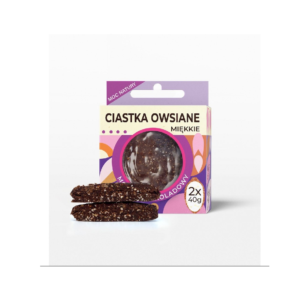 CIASTKA OWSIANE MIĘKKIE MOCNO CZEKOLADOWE BEZGLUTENOWE (2 x 40 g) 80 g - LAVICA