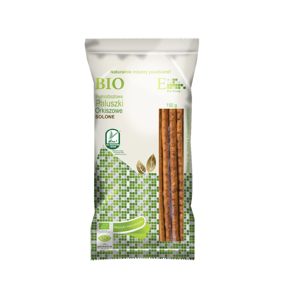 PALUSZKI ORKISZOWE PEŁNOZIARNISTE SOLONE BIO 150 g - ENVOY