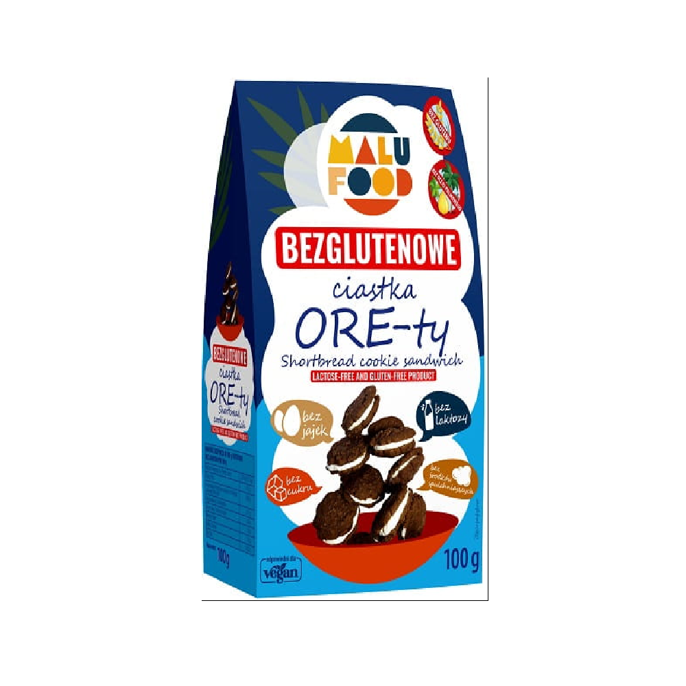 Malu Food Ciastka ORE-ty bez cukru bezglutenowe 100 g