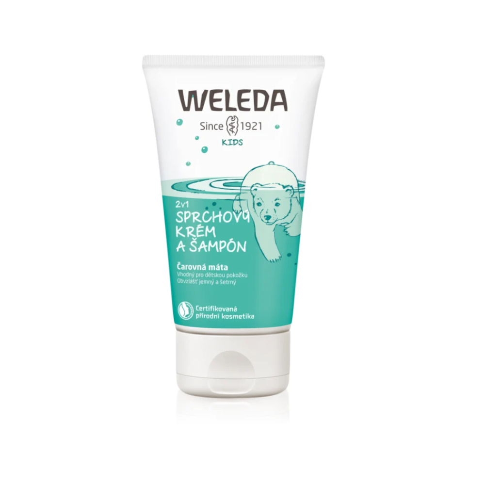 WELEDA - KREMOWY SZAMPON DO WŁOSÓW I CIAŁA DLA DZIECI ŚWIEŻA MIĘTA 150 ML