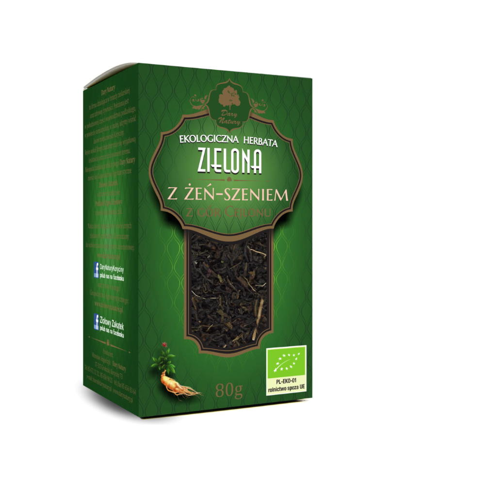 Herbata Zielona Z żeń-szeniem EKO 80g - Dary Natury